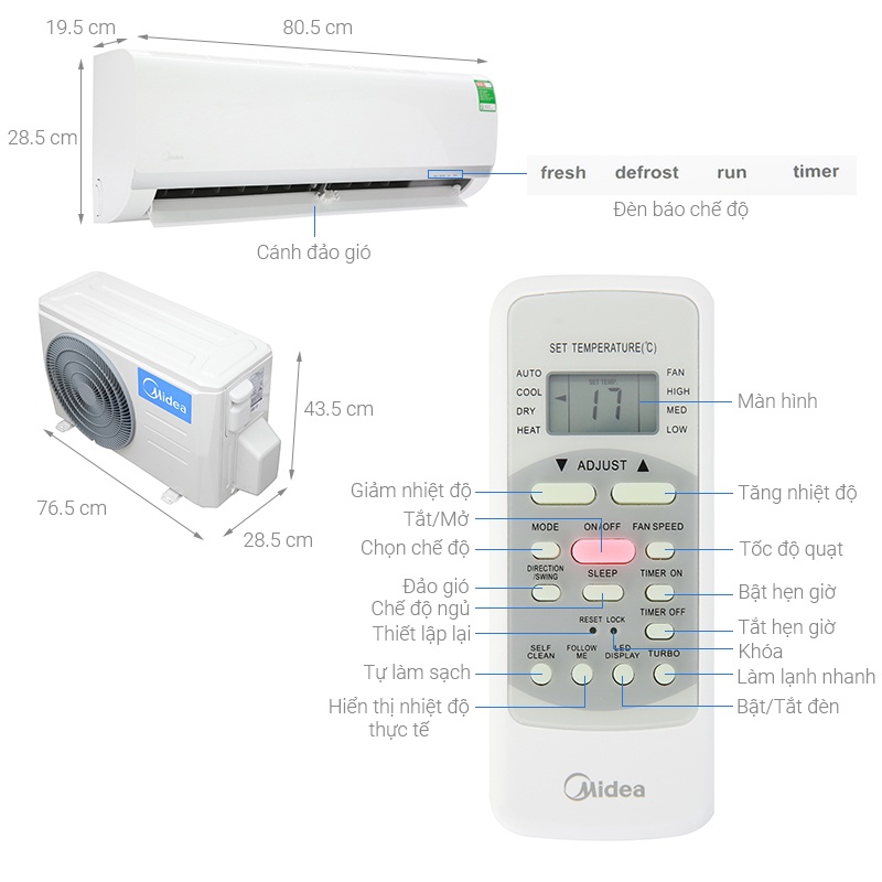 chế độ nóng điều hòa midea