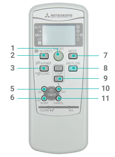 điều khiển máy lạnh Mitsubishi Heavy SRK09CMP